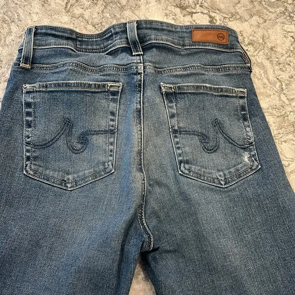 ✨ AG Mari High Rise Straight Jeans - Distressed Medium Wash, Size 27, Inseam 30”