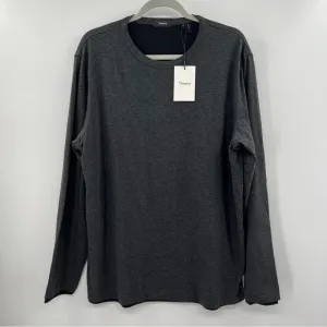 - NEW Theory Double Long-Sleeve Tee in Pima Cotton Charcoal Gray Heathered