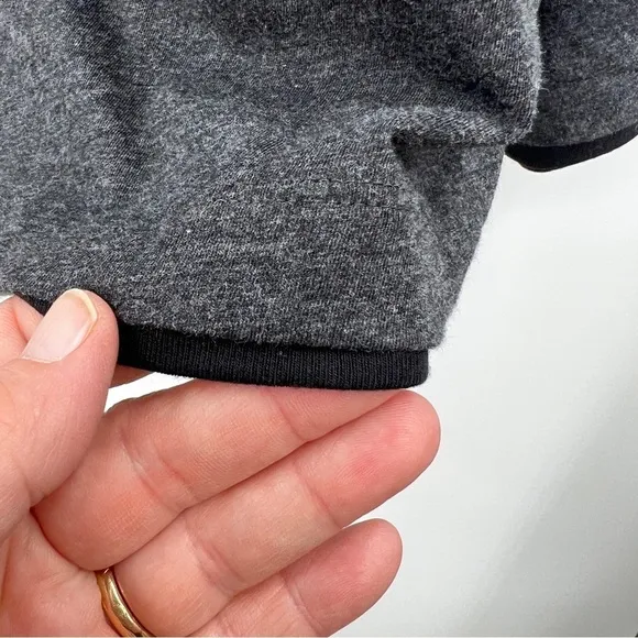 - NEW Theory Double Long-Sleeve Tee in Pima Cotton Charcoal Gray Heathered