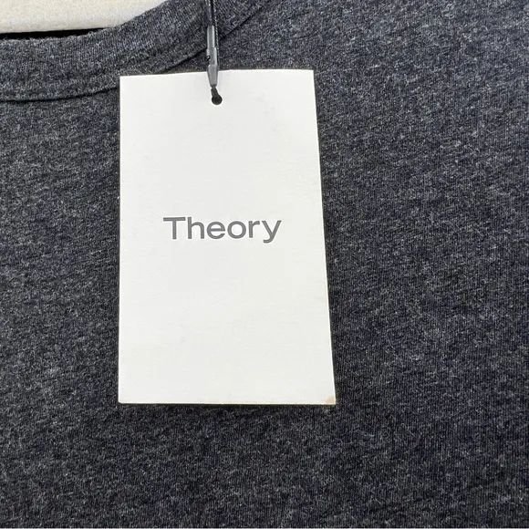 - NEW Theory Double Long-Sleeve Tee in Pima Cotton Charcoal Gray Heathered