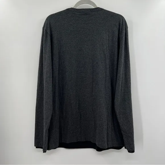 - NEW Theory Double Long-Sleeve Tee in Pima Cotton Charcoal Gray Heathered