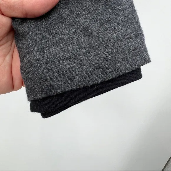 - NEW Theory Double Long-Sleeve Tee in Pima Cotton Charcoal Gray Heathered