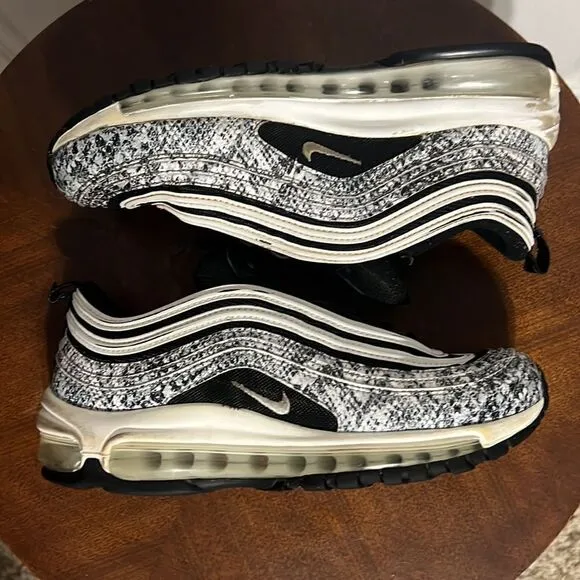 🔥 Nike Air Max 97 'Cocoa Snake' Running Shoes Women's Size 8 Black White - GUC