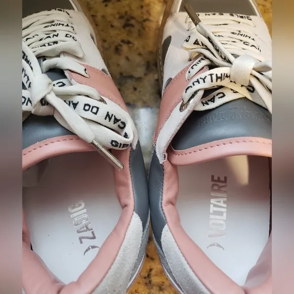 💜 Zadig &amp; Voltaire Sneakers 👟 Leather &amp; Suede Multicolor Board Top Patch Shoes
