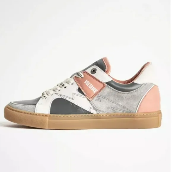 💜 Zadig &amp; Voltaire Sneakers 👟 Leather &amp; Suede Multicolor Board Top Patch Shoes