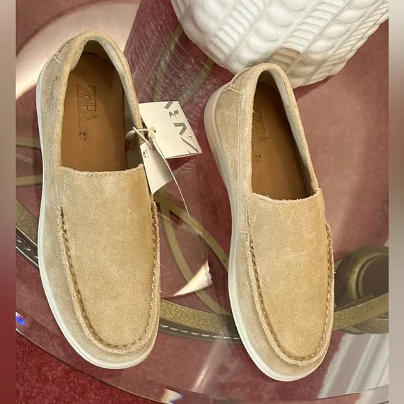 🆕 Zara Suede Boat Shoes in Sandy Brown