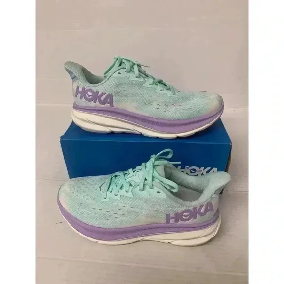 .1314 Hoka W Clifton 9, Blue/Purple, Womens Running Shoes-US 7.5 Womens