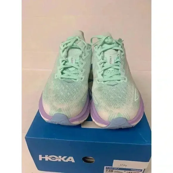 .1314 Hoka W Clifton 9, Blue/Purple, Womens Running Shoes-US 7.5 Womens