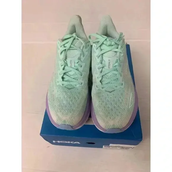 .1314 Hoka W Clifton 9, Blue/Purple, Womens Running Shoes-US 7.5 Womens