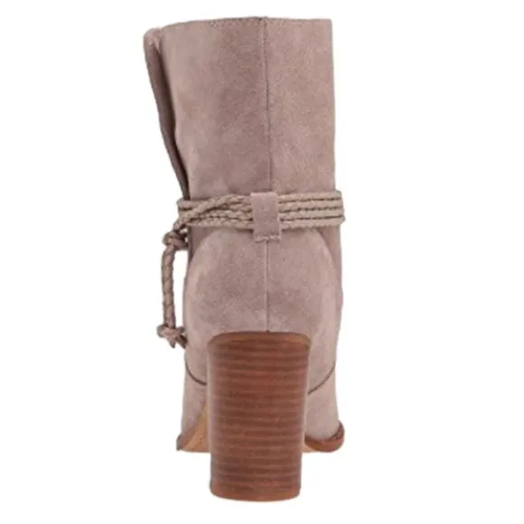 $188 Splendid Suede Wraparound Booties 6 1/2 Taupe Braided Rope 6.5 Boots Shoes