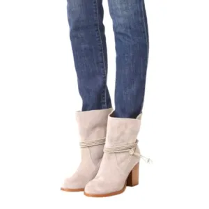 $188 Splendid Suede Wraparound Booties 6 1/2 Taupe Braided Rope 6.5 Boots Shoes