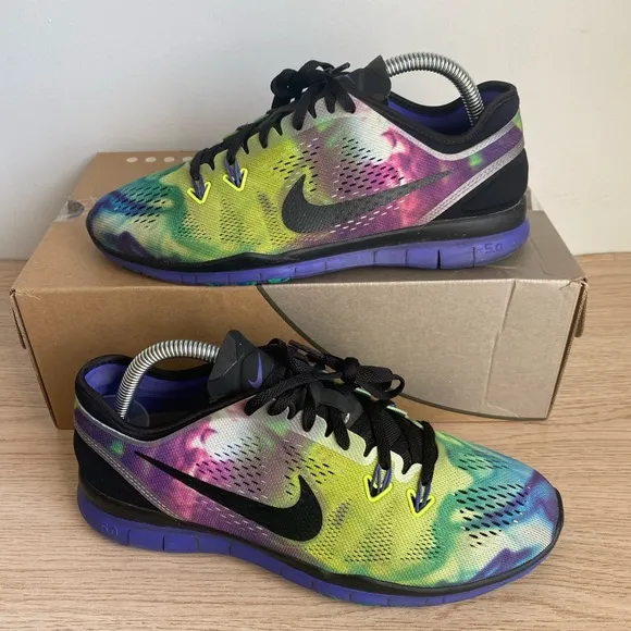 2014 Nike Free 5.0 TR Tie Dye Multicolor Women's running shoes - Size 8.5