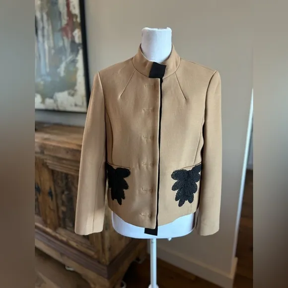 3.1 Phillip Lim Tan Winter Weight Crop Jacket 6 Virgin Wool like new