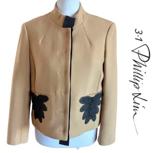 3.1 Phillip Lim Tan Winter Weight Crop Jacket 6 Virgin Wool like new