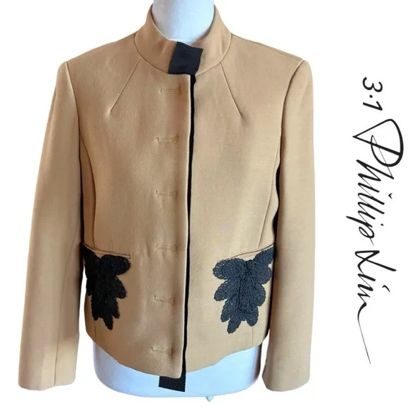 3.1 Phillip Lim Tan Winter Weight Crop Jacket 6 Virgin Wool like new