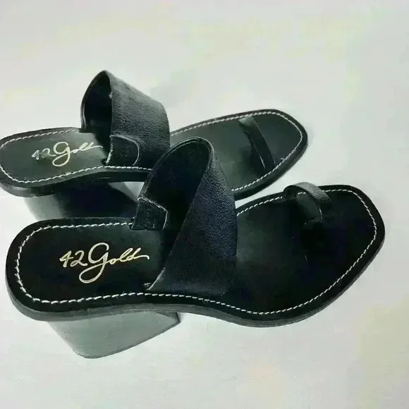42 Gold Eedie Casual Leather Sandals