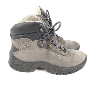 $495 Vintage Woolrich Leather Hiking Outdoor Boots Size 12 Mens Light Gray Black