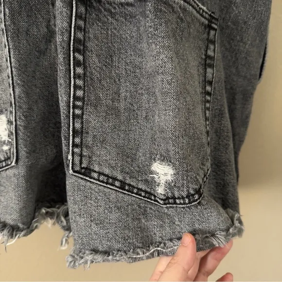Abercrombie &amp; Fitch Gray Denim Short Overalls Size L