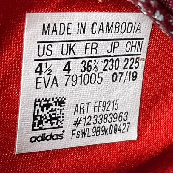 adidas 3M Nite Jogger J Youth Kid's Size 4.5 Shoes Burgundy Athletic Sneakers