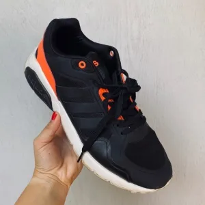Adidas Black &amp; Orange Cloud Sole Sneakers - Size 9.5