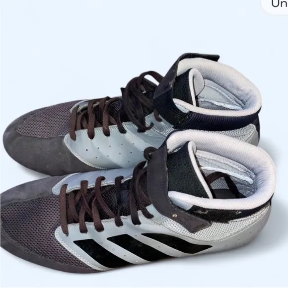 Adidas Black and Gray WRESTLING Athletic Shoes with Signature Stripes