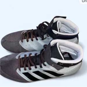 Adidas Black and Gray WRESTLING Athletic Shoes with Signature Stripes