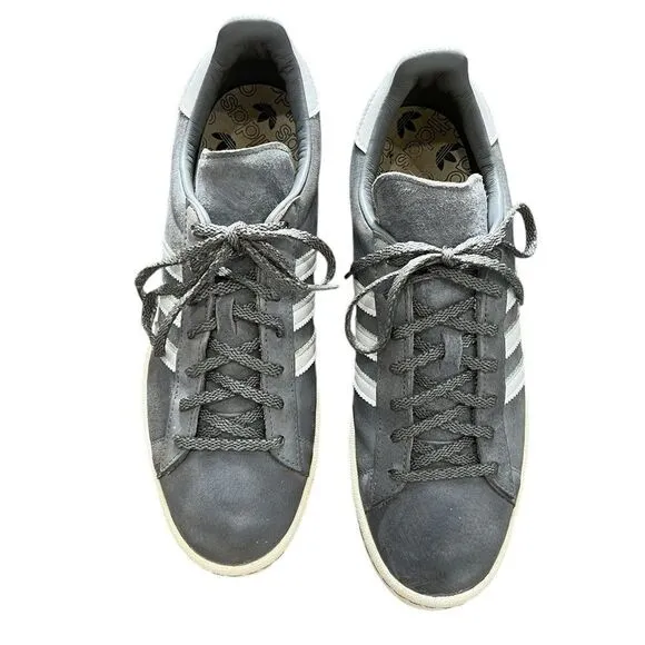 Adidas Campus 80s Shoes - Gray Suede with White Stripes - Men’s Size 10.5