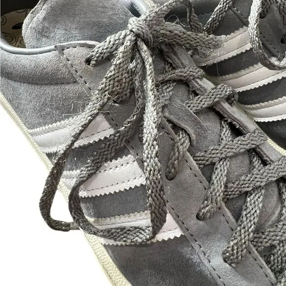 Adidas Campus 80s Shoes - Gray Suede with White Stripes - Men’s Size 10.5