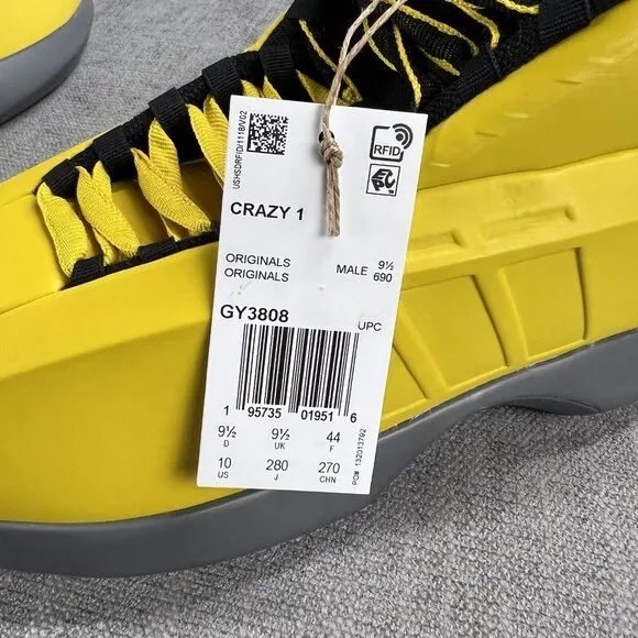 adidas Crazy 1 Sunshine Kobe Bryant Basketball Shoes GY3808 Men’s Size 10