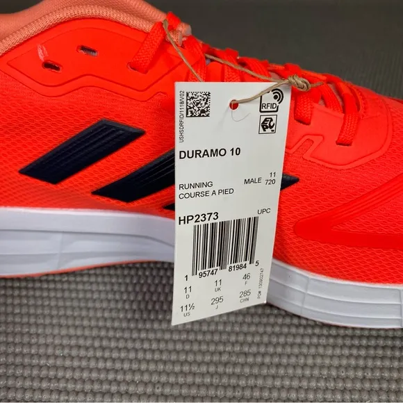 Adidas Duramo 10 Running Shoes Athletic Men's US 11.5 Solar Red HP2373