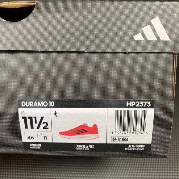 Adidas Duramo 10 Running Shoes Athletic Men's US 11.5 Solar Red HP2373