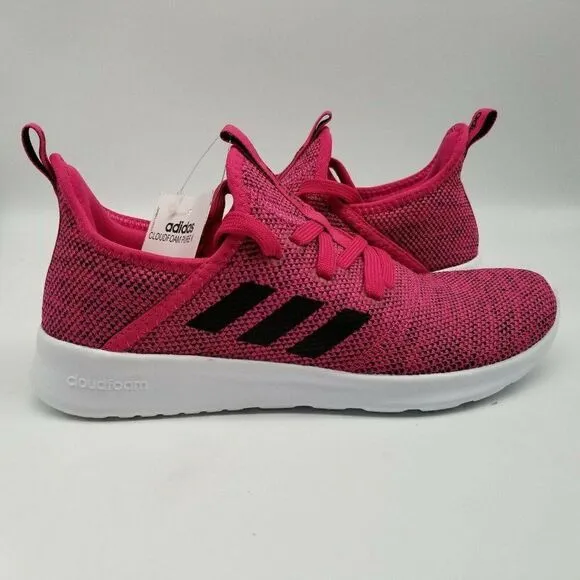 Adidas Girls Cloudfoam Pure K Pink Black Shoes Size 6
