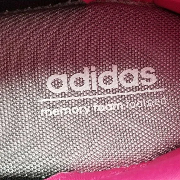 Adidas Girls Cloudfoam Pure K Pink Black Shoes Size 6