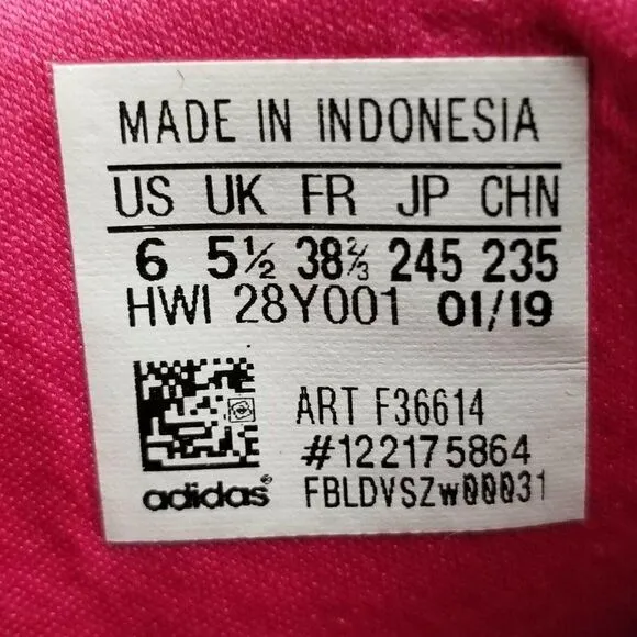 Adidas Girls Cloudfoam Pure K Pink Black Shoes Size 6