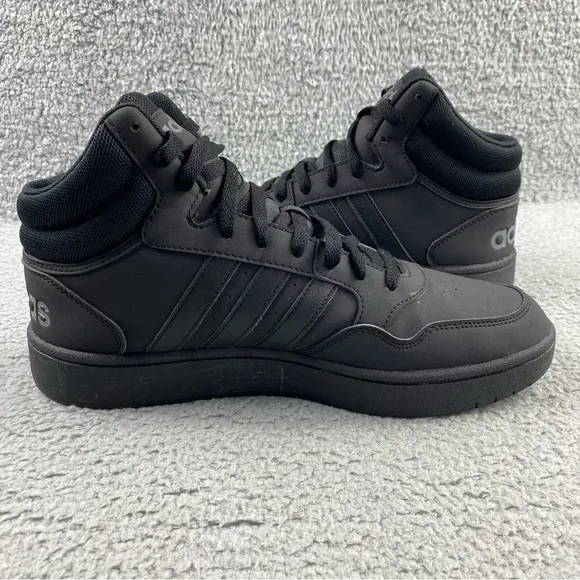 Adidas Hoops 3.0 Mid Shoes Mens 10.5‎ Sneaker Basketball Black Athletic Trainers