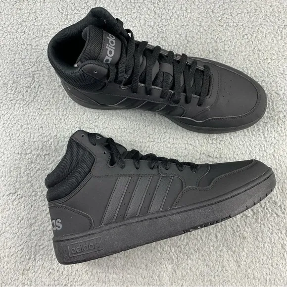 Adidas Hoops 3.0 Mid Shoes Mens 10.5‎ Sneaker Basketball Black Athletic Trainers