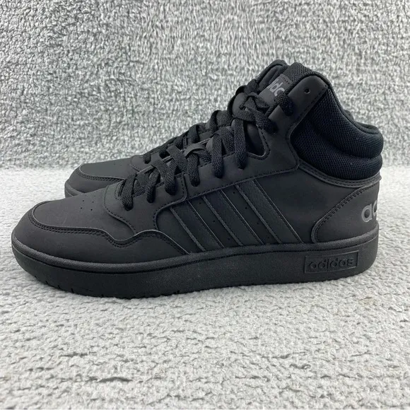 Adidas Hoops 3.0 Mid Shoes Mens 10.5‎ Sneaker Basketball Black Athletic Trainers