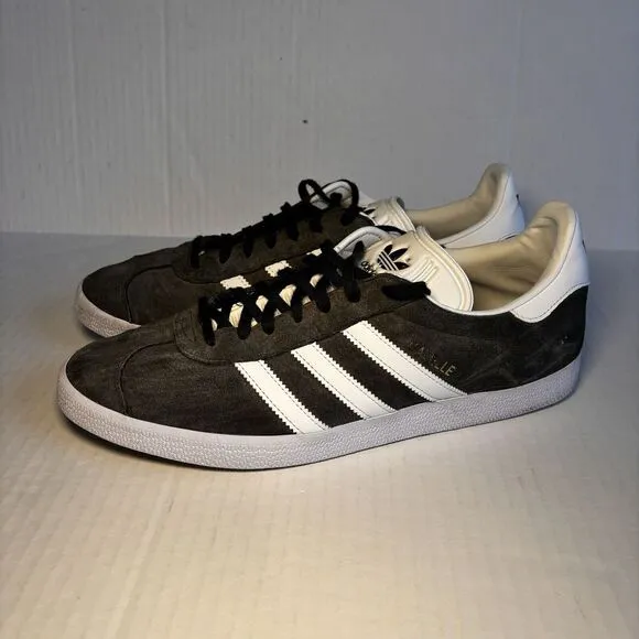 Adidas Men's Gazelle Sneakers Earth Strata Gray suede White size 12