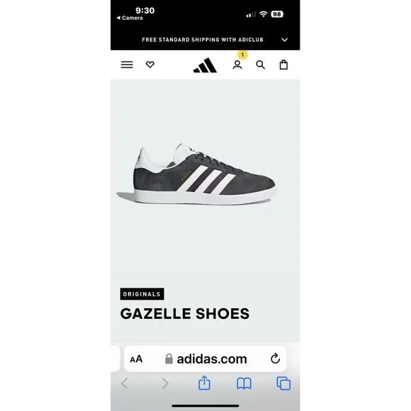 Adidas Men's Gazelle Sneakers Earth Strata Gray suede White size 12