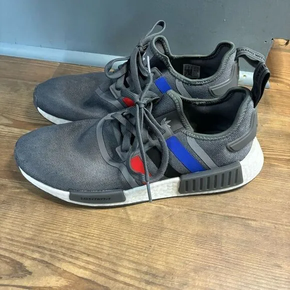Adidas Men's NMD_R1 Running Shoes Grey/Red Blue #FZ5708 Size 10.5 Athletic Sneak