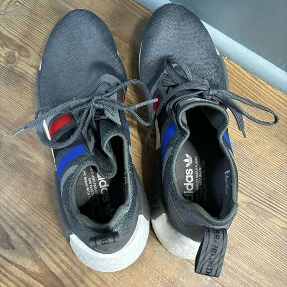 Adidas Men's NMD_R1 Running Shoes Grey/Red Blue #FZ5708 Size 10.5 Athletic Sneak