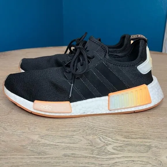 Adidas NMD R1 Running Sneakers Shoes Black Peach Size 8.5