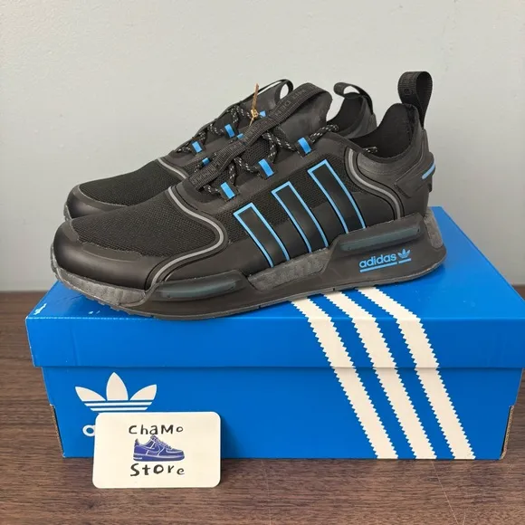 Adidas Originals NMD R1 V3 Athletic Boost Shoes Black Blue HQ6637 Men's Sz