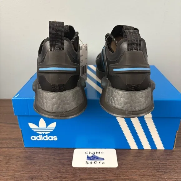 Adidas Originals NMD R1 V3 Athletic Boost Shoes Black Blue HQ6637 Men's Sz
