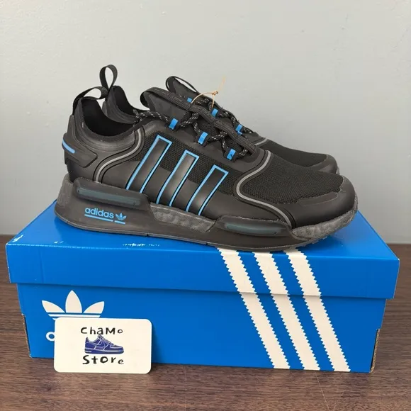 Adidas Originals NMD R1 V3 Athletic Boost Shoes Black Blue HQ6637 Men's Sz