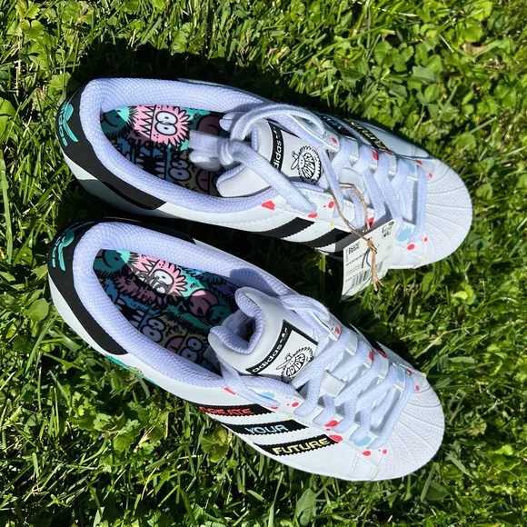 Adidas Originals Youth Superstar X KEVIN LYONS J GS Sneaker Shoe White (H03946)