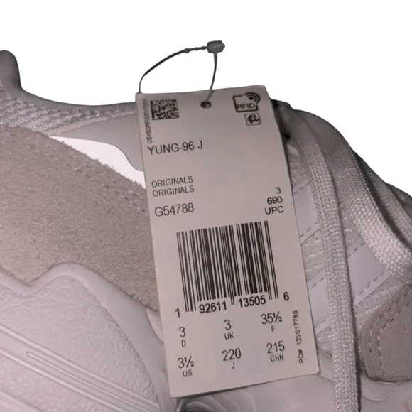 Adidas Originals Yung-96 J Cloud White Grey Size 3.5 G54788