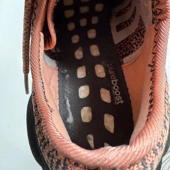 Adidas Pureboost Shoes Men’s Size 8.5 Salmon Pink Black Athletic CG2985 Boost