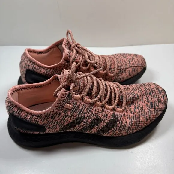 Adidas Pureboost Shoes Men’s Size 8.5 Salmon Pink Black Athletic CG2985 Boost