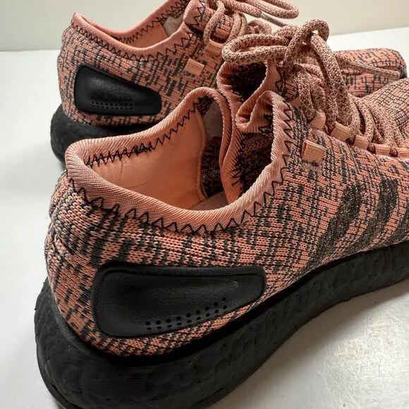 Adidas Pureboost Shoes Men’s Size 8.5 Salmon Pink Black Athletic CG2985 Boost